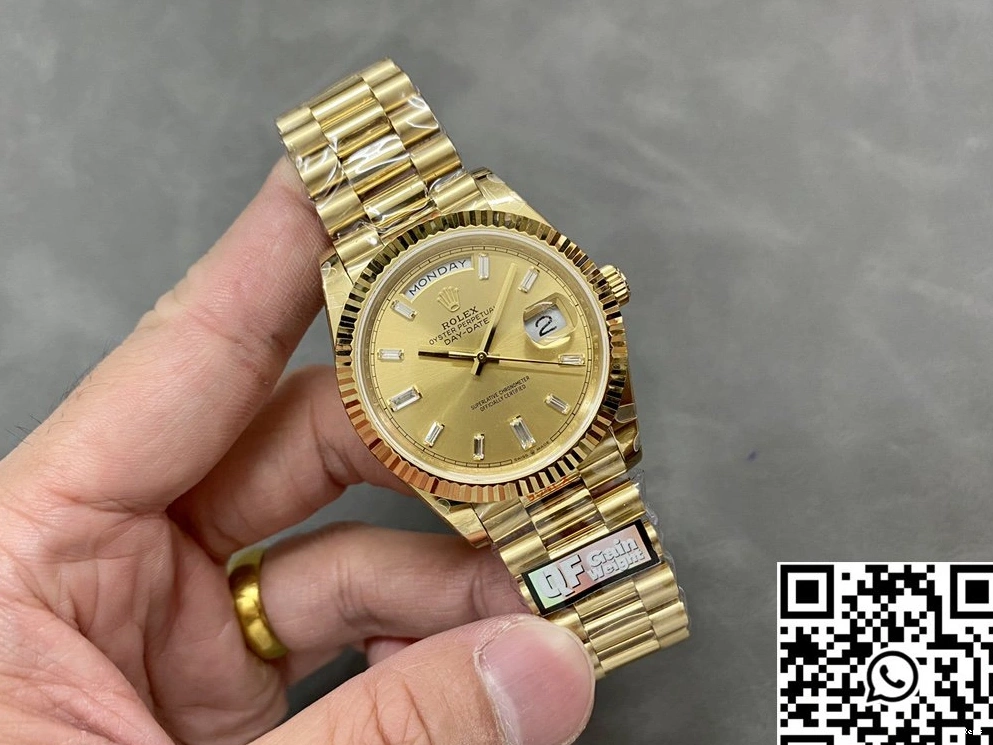 M228238-0005 Steel Tungsten Diamond Day Gold Rolex Date QF Dial v5 Hourmarker Factory 0504